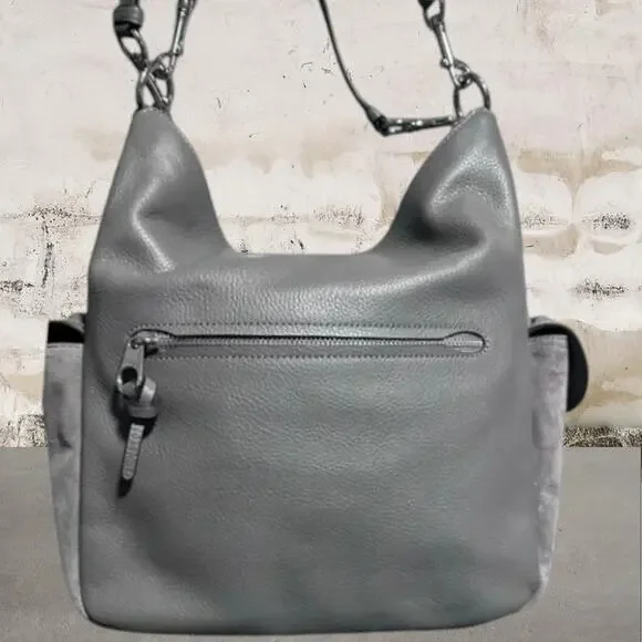 Coach C1522 Pennie Hobo Heather Gray Suede & Leather Convertible Shoulder Bag - Picture 6 of 9
